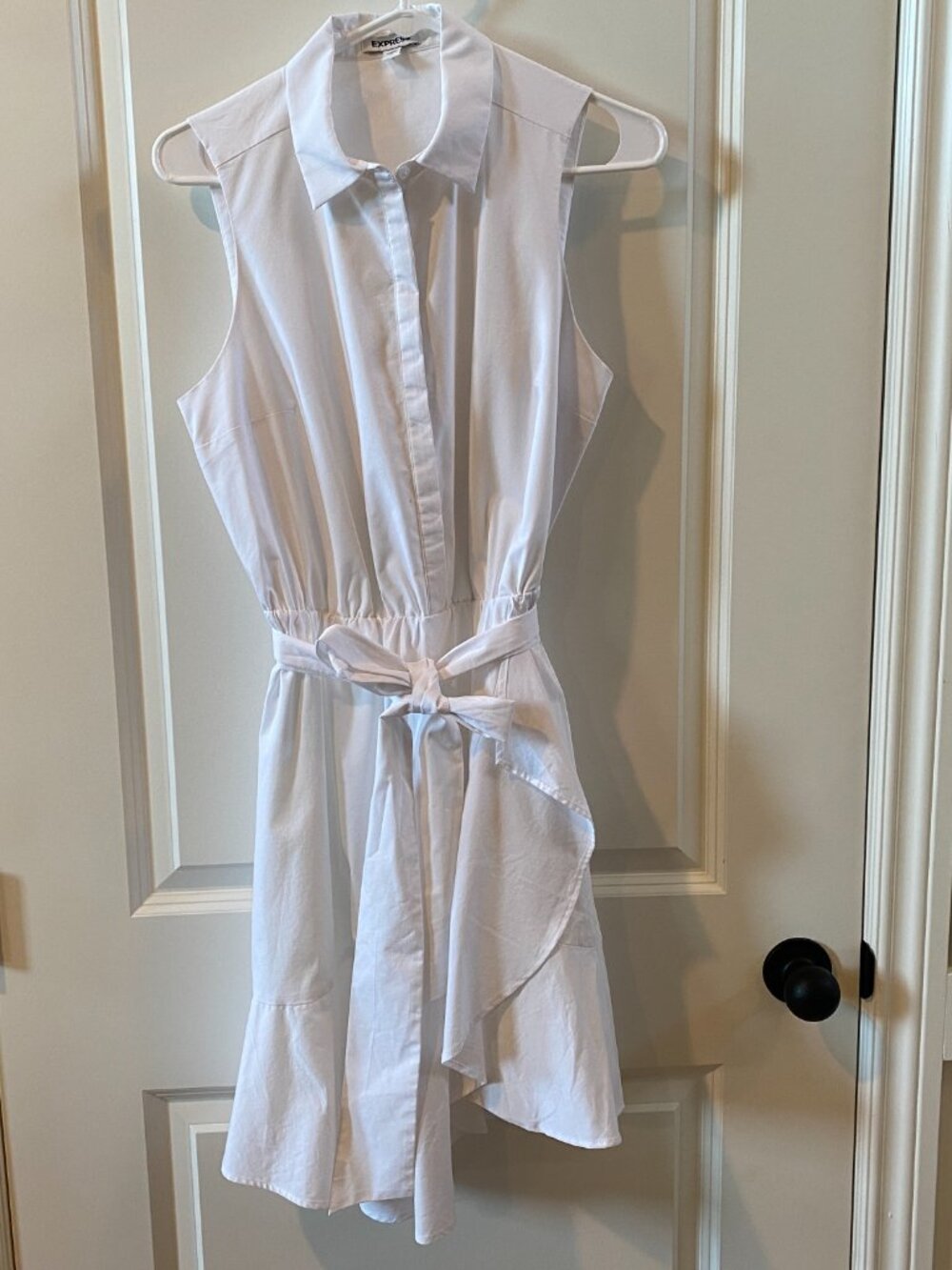 Express White Boyfriend Poplin Portofino Mini Shirt Dress Size Medium - Picture 3 of 9